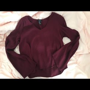 Burgundy bell sleeve blouse